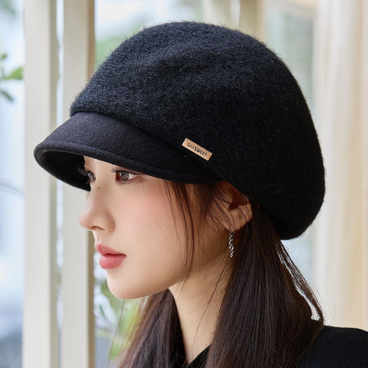 百搭秋冬季鸭舌洋气加厚保暖针织