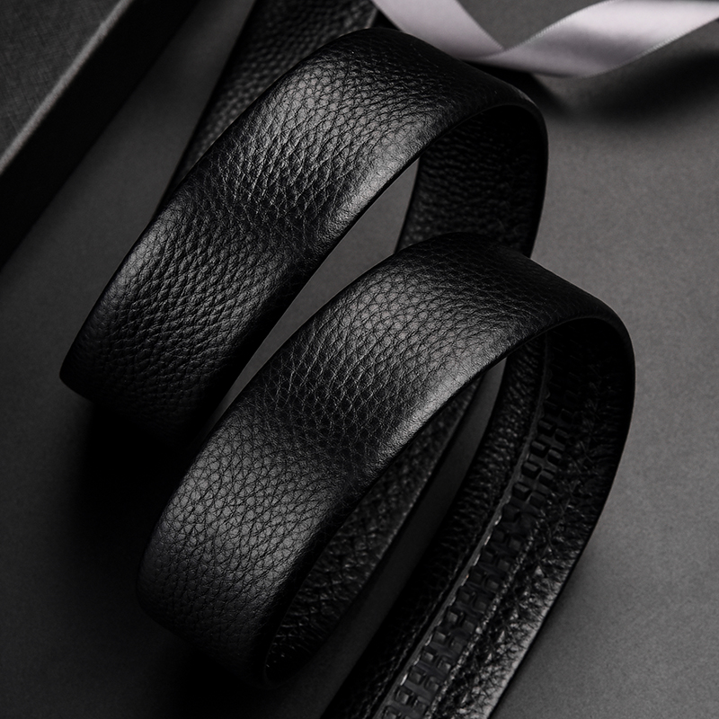 无头皮带头层牛皮自动扣男无扣头