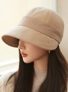 秋冬女大檐显脸小保暖渔夫帽
