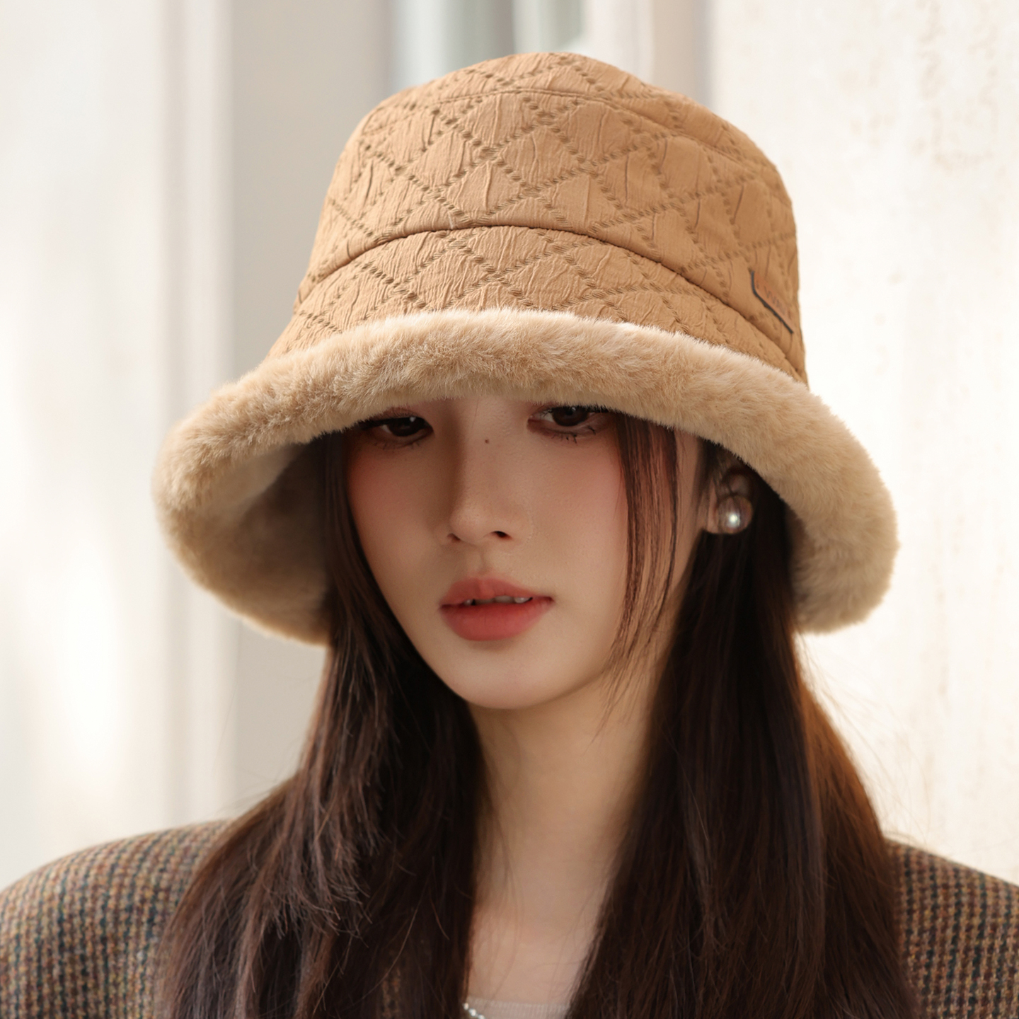 渔夫帽子女士秋冬季加绒保暖