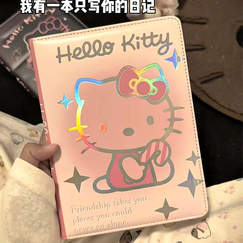 哈喽kitty笔记本皮质日记本高颜值手账本全彩绘内页可爱学生A5本