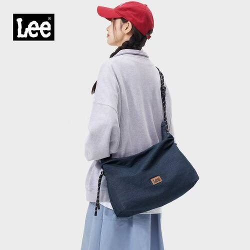 Lee牛仔帆布包通勤外出男女通用时尚百搭潮流绳结斜挎单肩大容量
