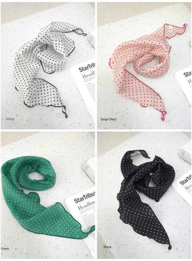 韩国东大门代购春季新款时尚百搭三角巾圆点护颈小围巾丝巾女