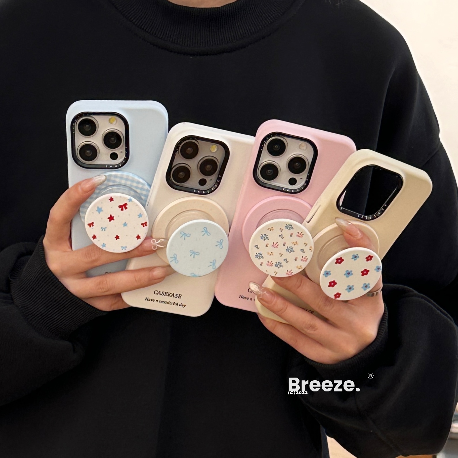 简约纯色菲林磁吸壳花朵支架适用iPhone17promax苹果15手机壳14pronax个性防摔16保护套16pro小清新13新款女