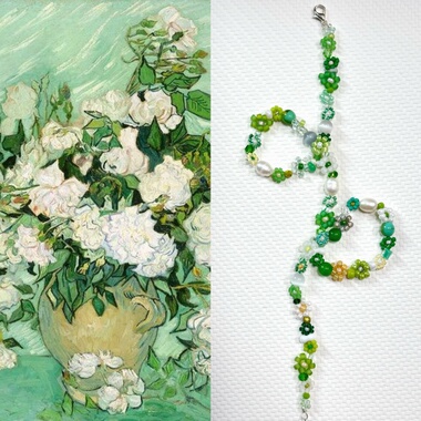 疾走织织 | 名画繁花·花朵项链 米珠编织项链 串珠项链 手作项链