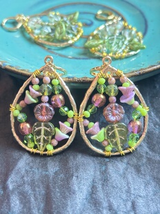 疾走织织 | 捕梦花园mini·花朵耳饰捷克琉璃串珠耳环手作耳饰