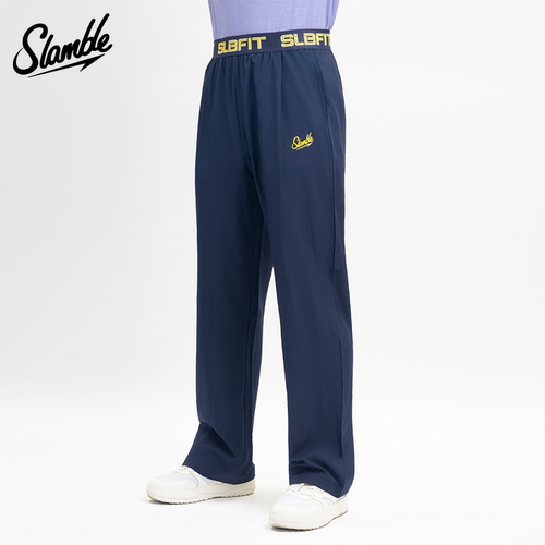 SLAMBLE运动裤男士长裤松紧腰透气速干薄篮球跑步训练宽松直筒裤