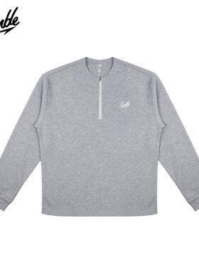 SLAMBLE春季新款半拉链华夫格亨利领长袖T恤男女美式运动休闲上衣