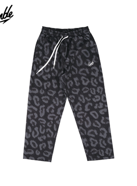 SLAMBLE男子美式豹纹九分直筒高弹运动休闲篮球睡裤长裤满印宽松