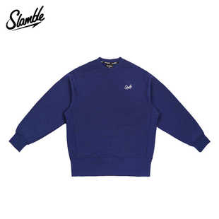 SLAMBLE秋冬新款圆领休闲运动卫衣加绒男女情侣百搭宽松上衣