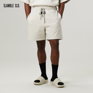 休闲裤 SLAMBLE 透气宽松男纯色潮美式 运动高克重针织短裤 CLO.新款