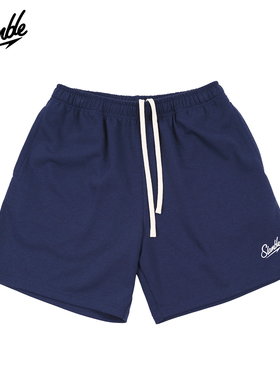 SLAMBLE美式休闲毛圈五分短裤男女健身宽松休闲吸汗潮字母夏季潮