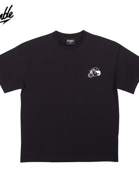 SLAMBLE 休闲卡通印花上衣短袖T恤男女宽松纯色百搭简约美式潮