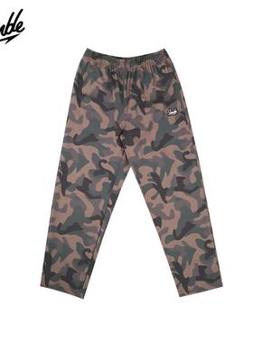 SLAMBLE迷彩运动休闲裤男女松紧带复古户外直筒潮流美式春季新款