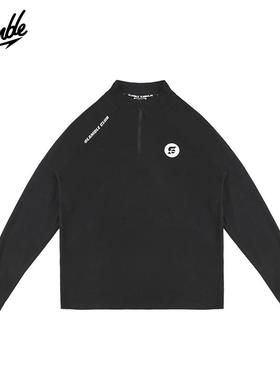 SLAMBLE秋冬新款双面德绒半拉链运动长袖T恤保暖立领打底衫男女