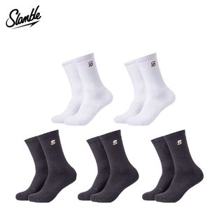 【五双装】slamble运动毛巾袜加厚防滑蓝球袜透气休闲高筒袜子