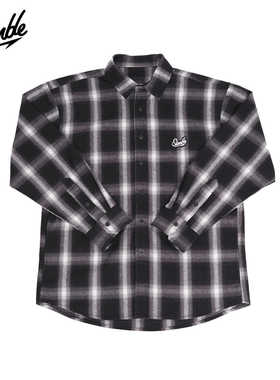 SLAMBLE黑白格子衬衫男女潮流百搭运动休闲衬衣外套夹克美式秋冬