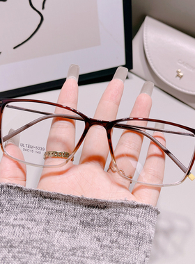 韩版超轻钨钛塑钢tr90气质方框显瘦眼镜框高度数近视眼镜男女蓝色