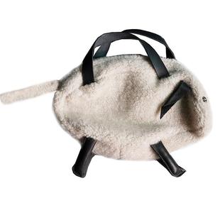 新款真皮绵羊包可爱斜跨小包小羊包真羊羔毛毛包女斜跨手机包真毛