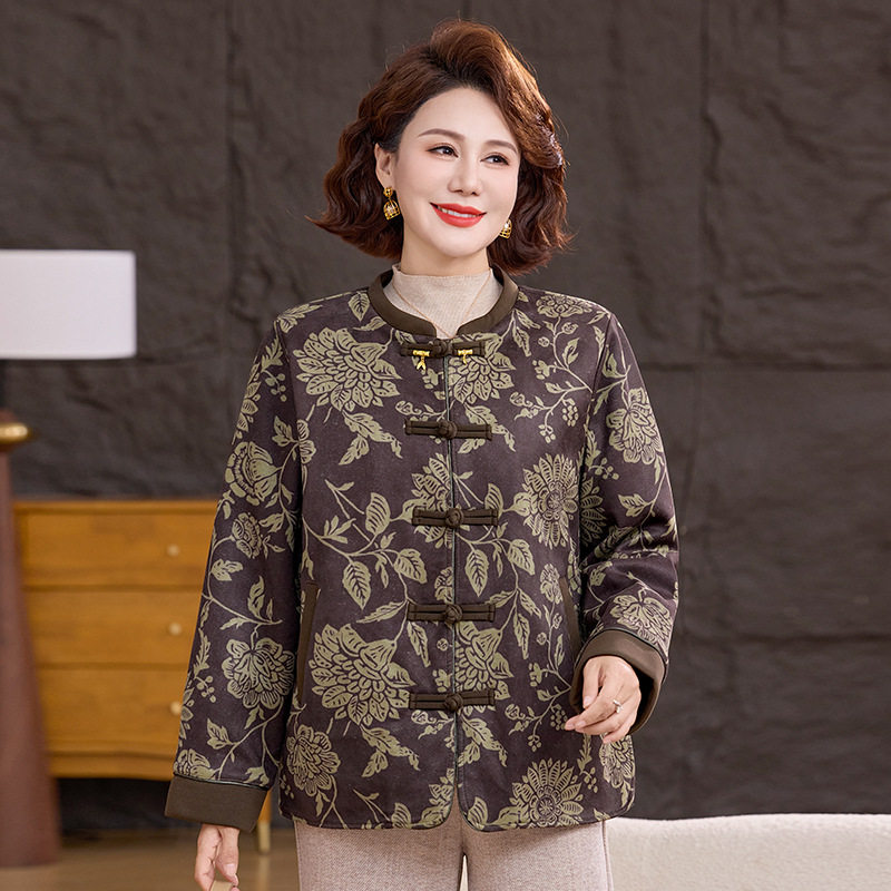 8XL特大码中老年胖妈妈冬装小棉袄200斤宽松保暖老太太薄棉衣外套