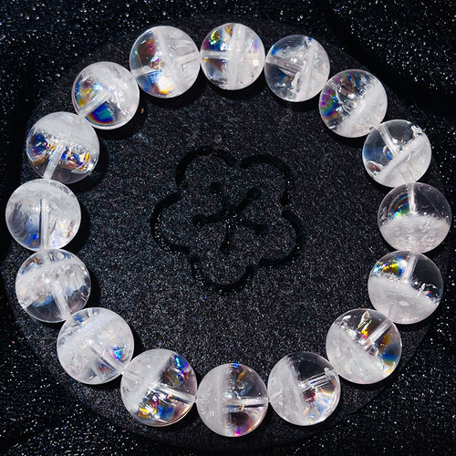 收藏级天然白幽灵手串聚宝盆水晶金字塔喜马拉雅白幽灵异象手链