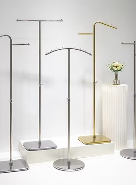 服装店展示架落地式衣帽架正侧挂橱窗道具陈列架不锈钢展示挂衣架