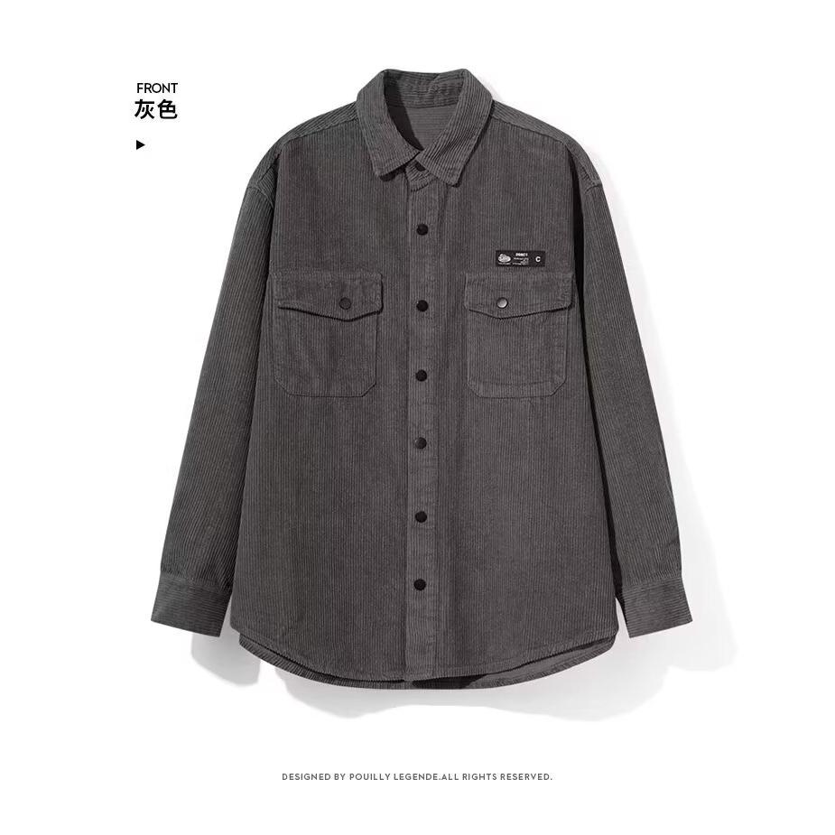 设计感休闲衬衣潮牌痞帅灯芯绒春秋季宽松外套男装2501款一P35元,男装衬衫,星座1202-3（原1218-3）