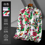 2025春季东北大花长袖衬衫男复古红色牡丹印花1129款-P27元，男装衬衫，星座1202-3（原1218-3）