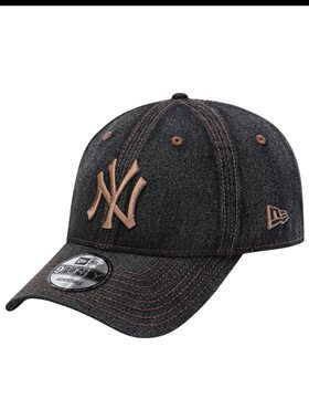 韩国NEWER帽子MLB软顶大标棒球帽NY做旧牛仔布9FORTY鸭舌帽黑