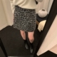 梨形身材豹纹羊毛呢半身裙秋冬高腰显瘦A字包臂裙小个子百搭短裙