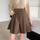 咖色半身裙女秋冬季 大码 高腰蓬蓬裙伞裙显瘦遮胯A字学生百褶中裙