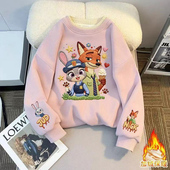 休闲风女童宝宝加绒加厚款 慵懒风保暖洋气疯狂动物城印花 卫衣长袖