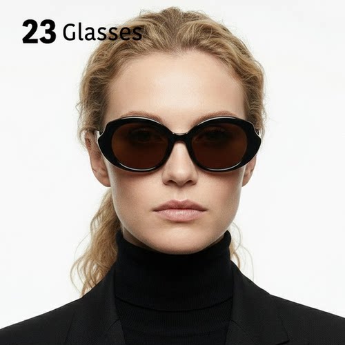 23 Glasses 复古潮牌显瘦ins风太阳镜黑色粗框茶灰色镜片女墨镜