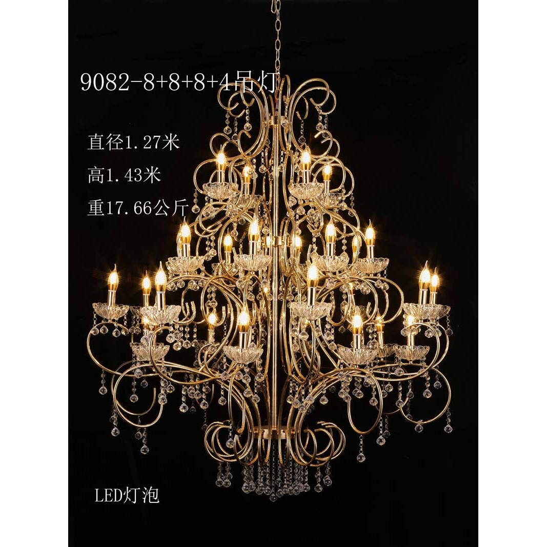 新款婚礼堂铁艺道具灯电镀银色水晶吊顶灯灯饰婚庆道具水晶链吊灯