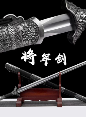 龙泉将军剑宝剑唐横刀一体锻打高锰钢真刀车载户外防身刀剑未开刃