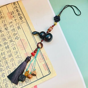 南岳衡山大庙直发紫檀木葫芦汽车挂件车内吊饰后视镜流苏男女款