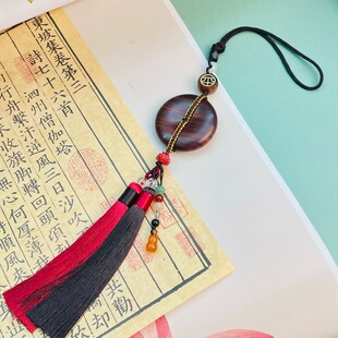 南岳衡山大庙文创紫檀平安扣汽车挂件吊坠男女高档国风礼品车挂