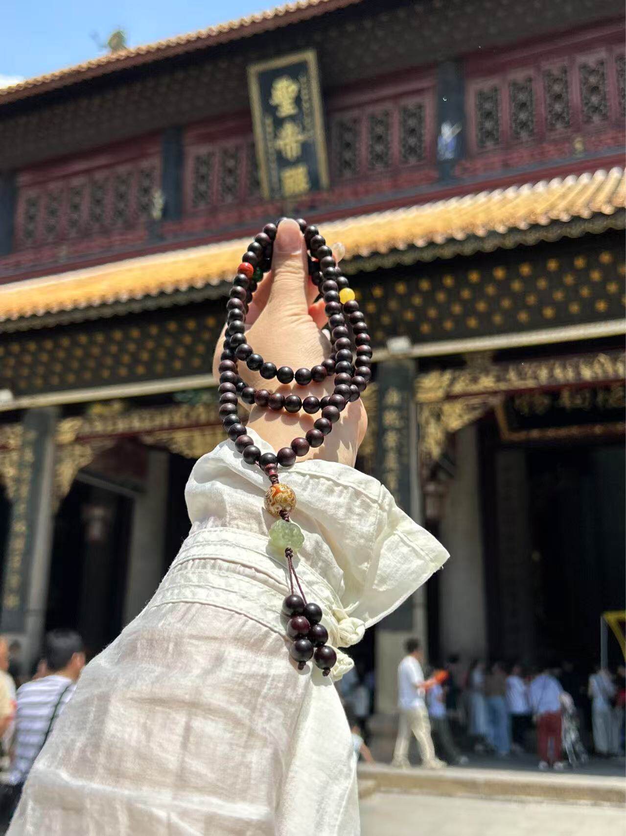 南岳衡山景区文创手串小叶紫檀南红碧玉蜜蜡108颗设计款8mm