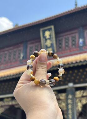 南岳衡山景区文创手串金霸大综合虎眼黄塔晶天然黄塔晶黄水晶手串