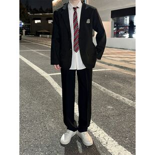 日系学院风西服套装男女校供dk制服jk情侣学生班服男徽章西装外套