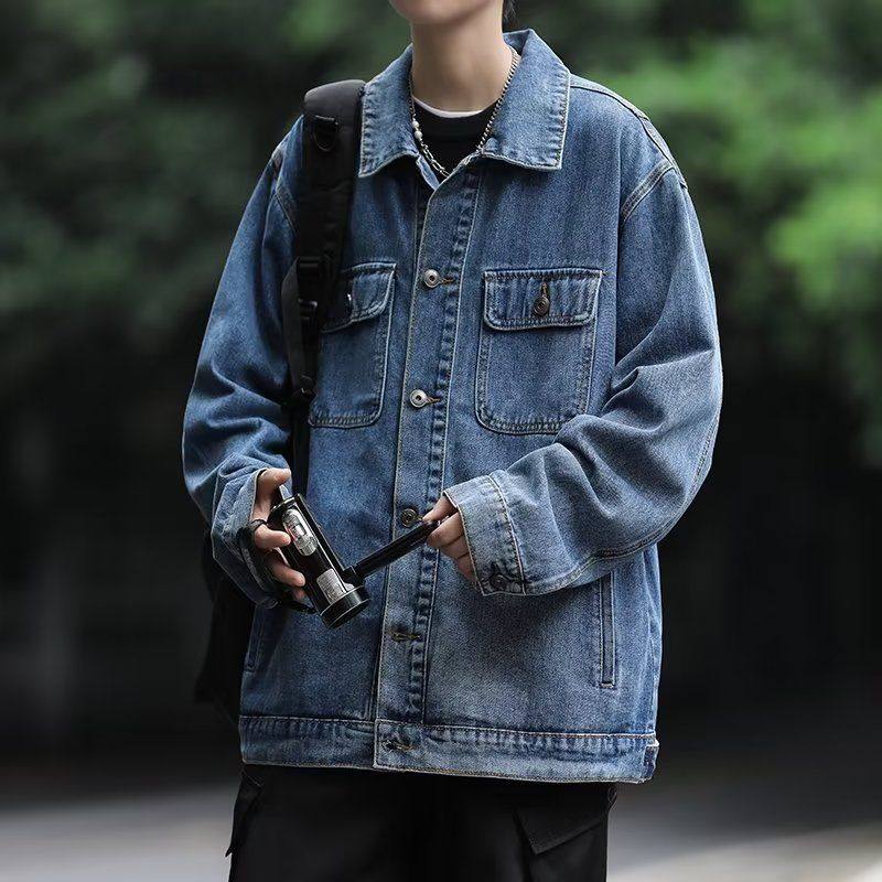 2025潮男日系复古做旧牛仔夹克男女潮牌街头宽松休闲百搭情侣外套,男装,夹克,淘宝优惠券,粉丝福利购,淘宝优惠卷