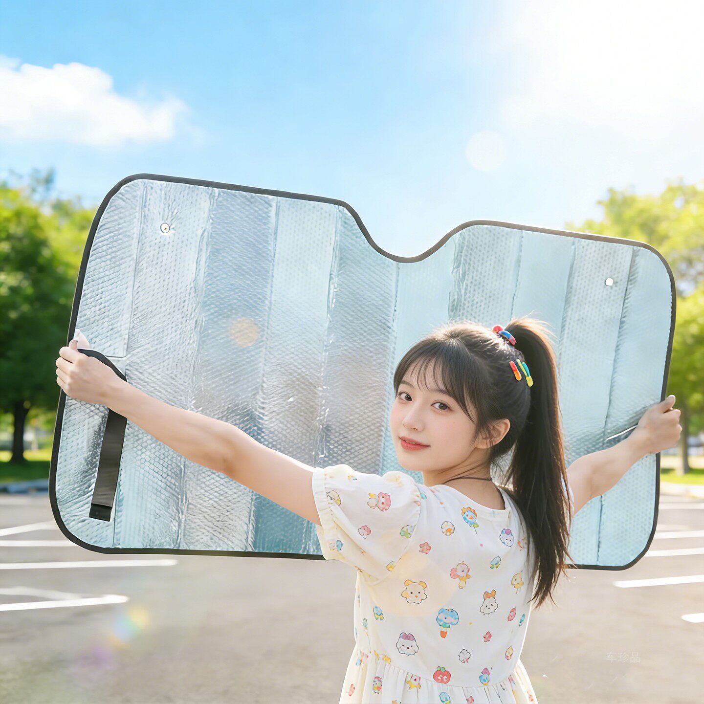 新款吸盘式汽车遮阳帘可折叠夏季车内前挡玻璃防晒隔热遮光板通用