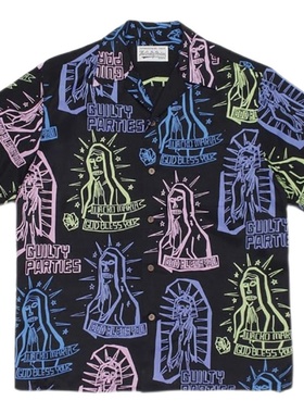21SS WACKO MARIA HAWAIIAN SHIRT抽象圣母 联名夏威夷短袖衬衫