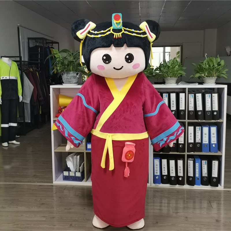 定制动漫散财童子汉服女娃娃人穿戴卡通人偶装扮巡演出布偶衣服装