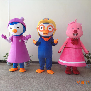 定制动漫动画啵乐乐pororo企鹅河狸表演卡通人偶巡演出布偶衣服装