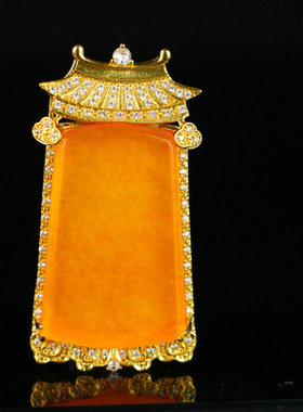 缅甸冰种黄翡老翠玉平安无事牌吊坠精品浮雕银镶玉玉佩挂件项链坠