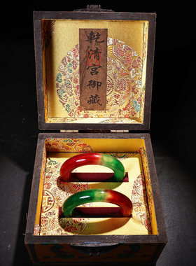 精品收藏级老翡翠女款手镯满绿冰种红翡老翠玉旺夫百搭款老玉手环