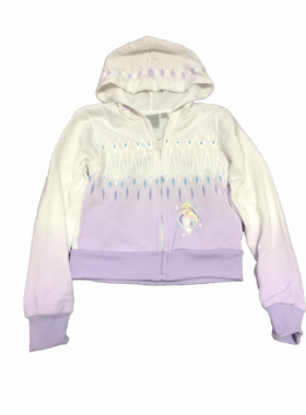 2-10岁冰雪奇缘外套秋款薄绒卡通公主时尚连帽拉链渐变紫色上衣