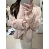 柔雾奶兔千金感软软温柔兔绒环保皮草矜贵大翻领保暖加厚短外套女