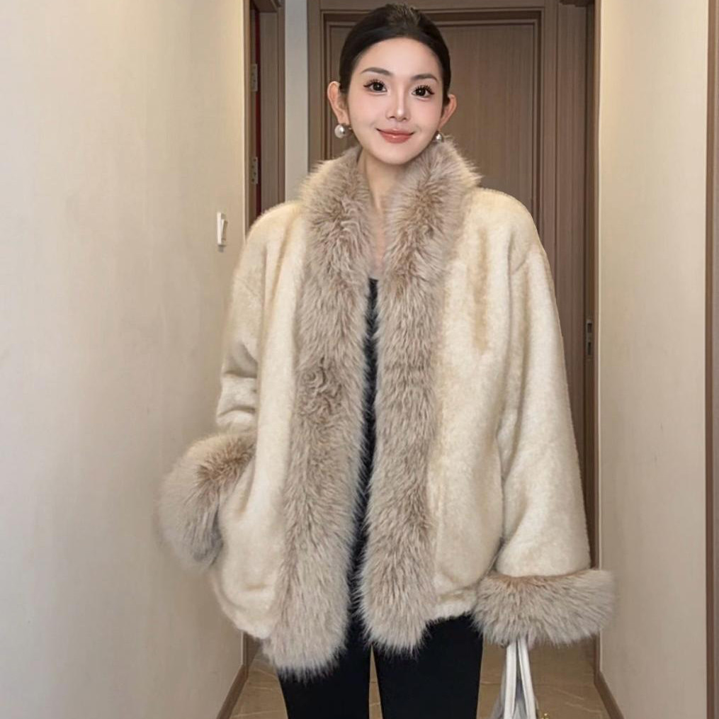 轻奢狐狸毛环保皮草外套女短款宽松毛领高级感百搭仿水貂毛毛大衣,女装/女士精品,皮草,淘宝优惠券,粉丝福利购,淘宝优惠卷